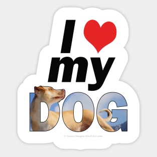 I love (heart) my dog - Labrador oil painting word art Sticker